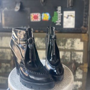 Prada Back Leather Ankle Length Boots Size 39